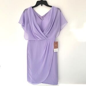 STACEES Lilac Chiffon Draped Midi Dress NWT Wedding Special Occasion size 0 NEW